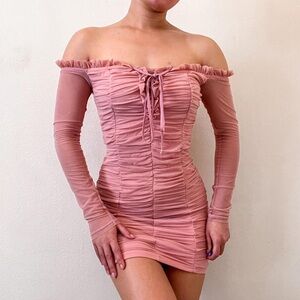 RUCHED MINI BODYCON DRESS